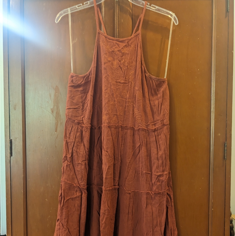 Mossimo Supply Co. Rust Tiered Halter Sundress With Adjustable Straps